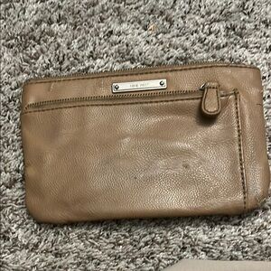 Nine West Taupe Leather Clutch